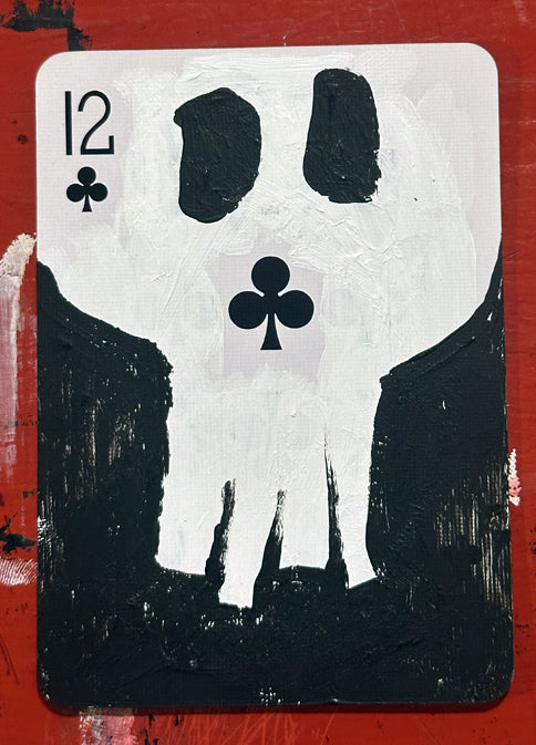 Twelve of Clubs (Original Hand-Painted Skull Card)