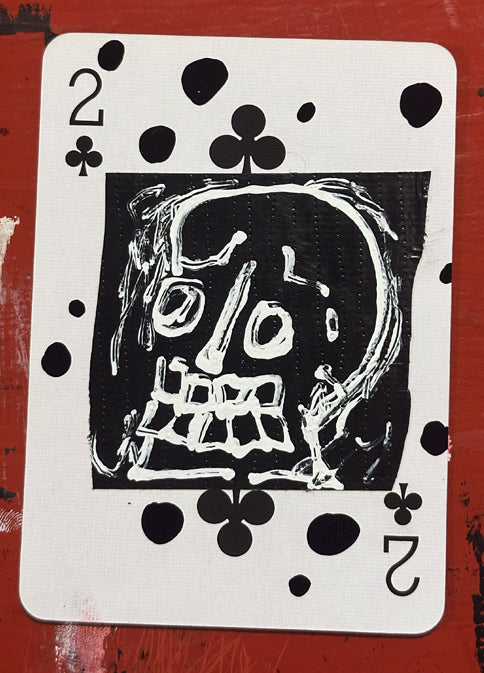 Two of Clubs (Original Hand-Painted Skull Card)