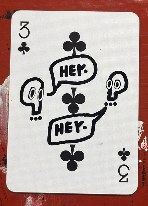 Three of Clubs (Original Hand-Painted Skull Card)