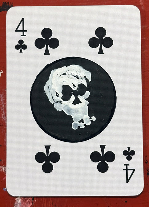 Four of Clubs (Original Hand-Painted Skull Card)