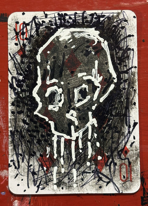 Ten of Diamonds (Original Hand-Painted Skull Card)