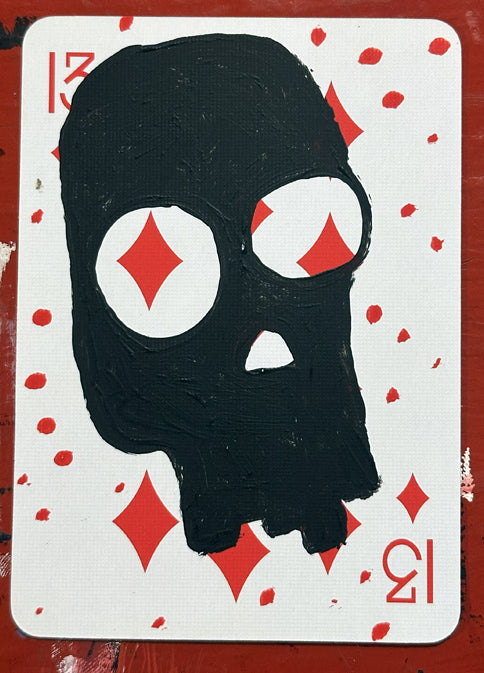 Thirteen of Diamonds (Original Hand-Painted Skull Card)