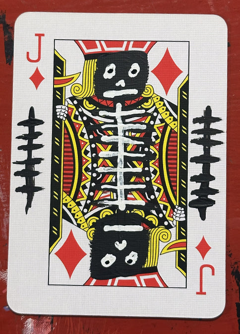 Jack of Diamonds (Original Hand-Painted Skull Card)