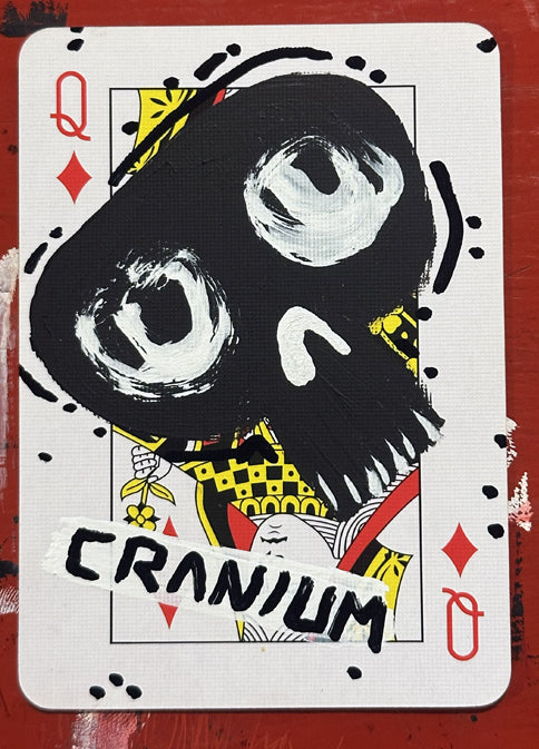 Queen of Diamonds (Original Hand-Painted Skull Card)