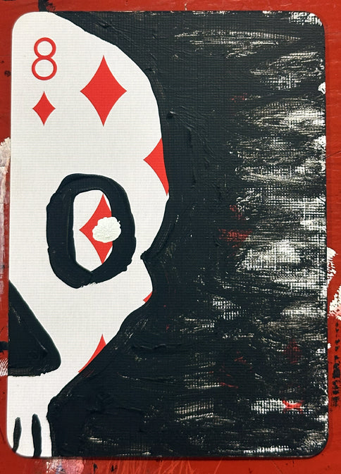 Eight of Diamonds (Original Hand-Painted Skull Card)