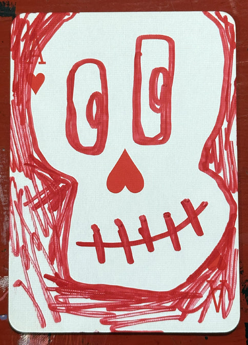 Ace of Hearts (Original Hand-Painted Skull Card)