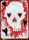 Eleven of Hearts (Original Hand-Painted Skull Card)