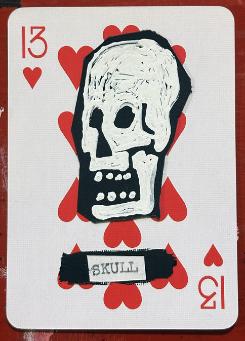 Thirteen of Hearts (Original Hand-Painted Skull Card)