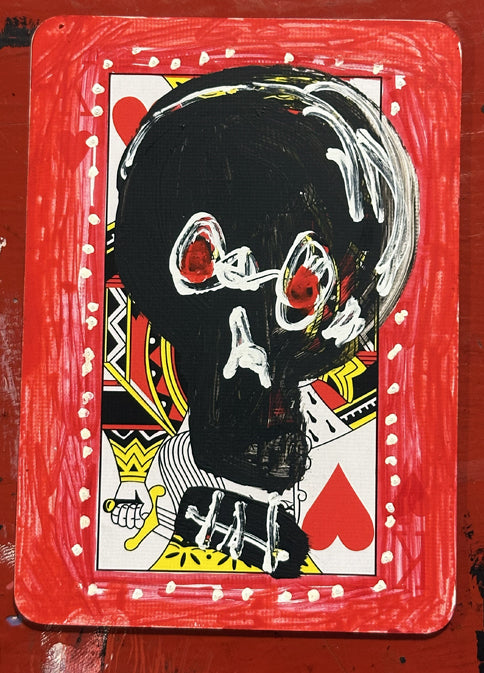 King of Hearts (Original Hand-Painted Skull Card)