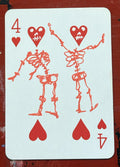 Four of Hearts (Original Hand-Painted Skull Card)