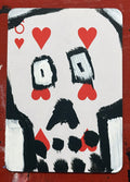 Six of Hearts (Original Hand-Painted Skull Card)