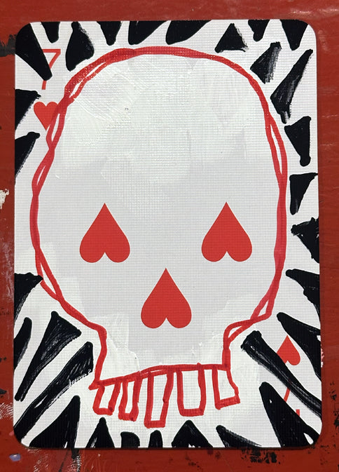 Seven of Hearts (Original Hand-Painted Skull Card)