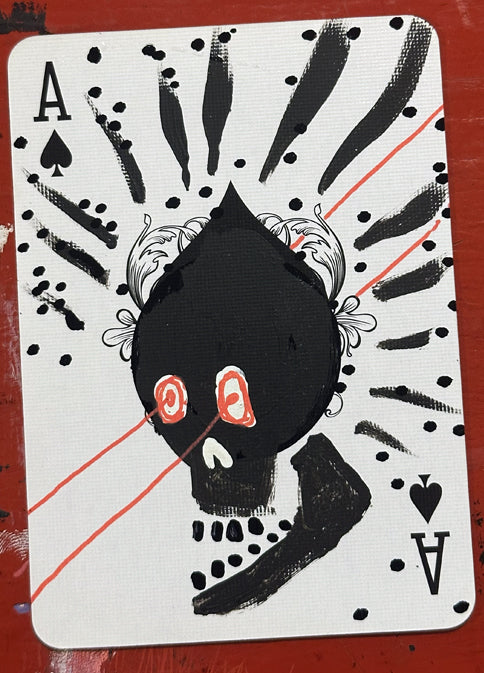 Ace of Spades (Original Hand-Painted Skull Card)