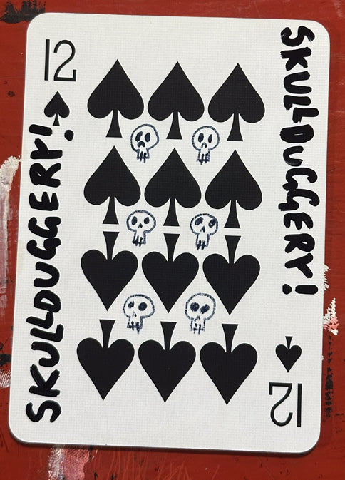Twelve of Spades (Original Hand-Painted Skull Card)