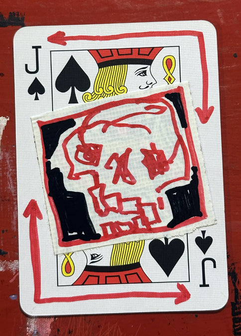 Jack of Spades (Original Hand-Painted Skull Card)