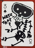 Three of Spades (Original Hand-Painted Skull Card)