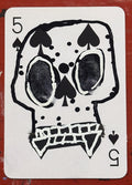 Five of Spades (Original Hand-Painted Skull Card)