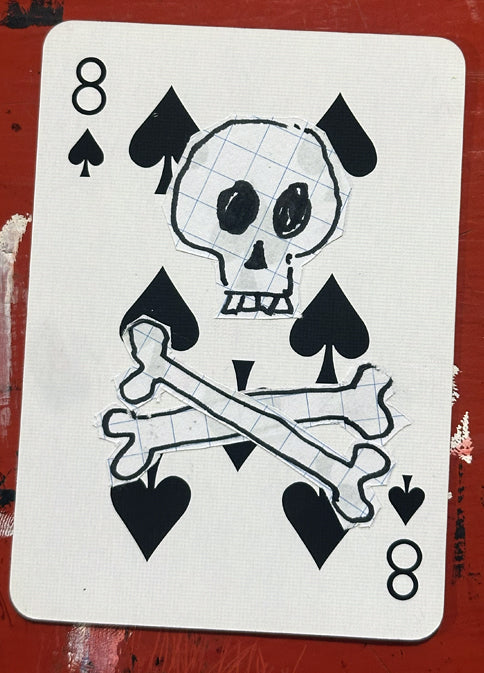 Eight of Spades (Original Hand-Painted Skull Card)